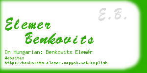 elemer benkovits business card